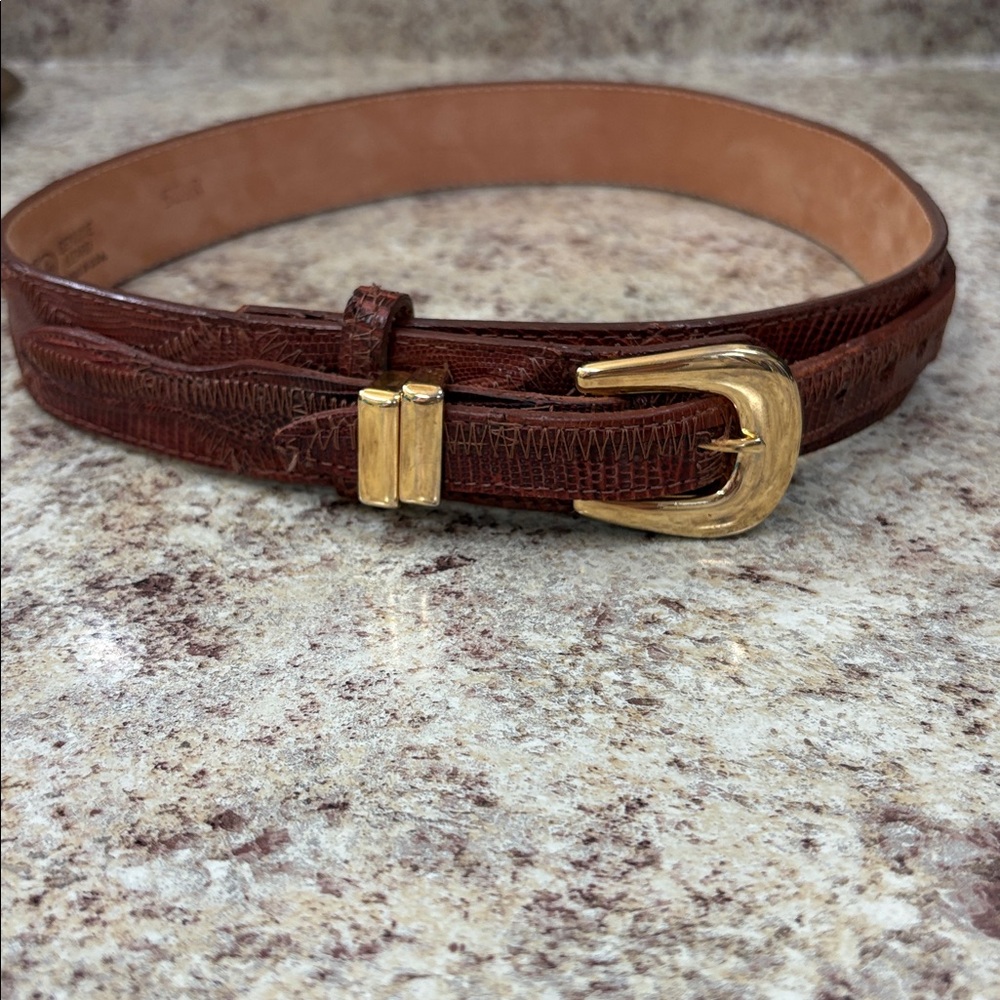 Justin Boots Vintage Genuine Lizard Brown  Leather Belt